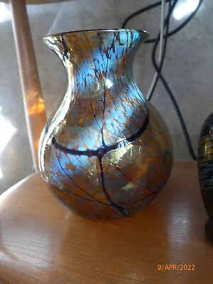Buy Stunning  Okra  Orion Studio Glass Vase -rich Iridescent Golden Amber & Blues • 29.70£