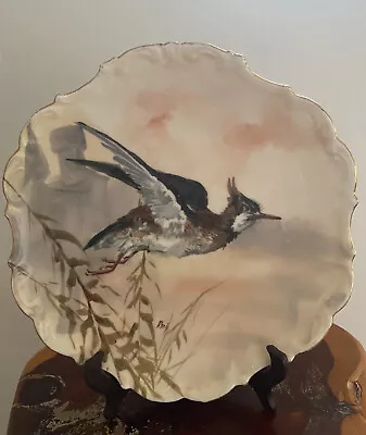 Buy Limoges Flambeau Bird Charger Plate 1890-1914 Artist Signed Rene Painted Gold • 55.95£
