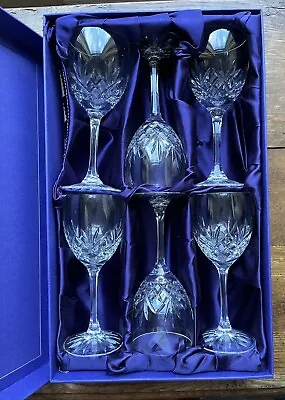 Buy 6x Vintage Edinburgh Crystal Large Wine Glasses, Boxed Height 18.5cm X 7.5cm • 25£