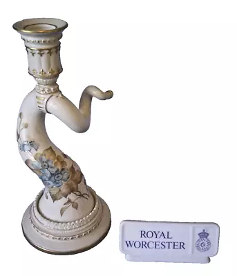 Buy Royal Worcester Blush Porcelain Candlestick Circa 1890, Shape 1056 Spiral Horn • 35£