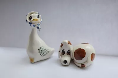 Buy Vintage 1970s Philip Laureston Babbacombe Pottery Handmade Dog & Goose Ornaments • 30£