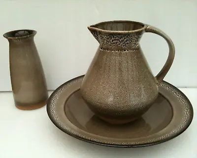 Buy NEXT Trio LARGE Pitcher/Vase/Jug & (Wash) Bowl & Vase -Brown Speckle Pottery Set • 25£