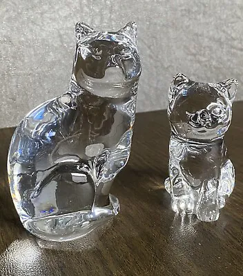 Buy ORREFORS Crystal Glass Sitting Cat Figurine Sweden Plus NACHTMANN Cat - Signed • 57.06£