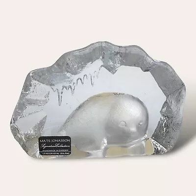 Buy Mats Jonasson Sweden Seal Pup Full Lead Crystal Sculpture Paperweight Large • 28£