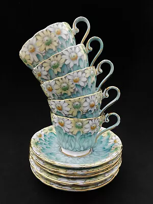 Buy Rare Vintage Aynsley Turquoise Daisy Petal Chintz China Espresso Cup & Saucer • 104.71£