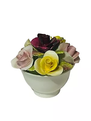 Buy Coalport England Fine China Porcelain Flower Staffordshire Figurine Yellow Pot • 33.53£