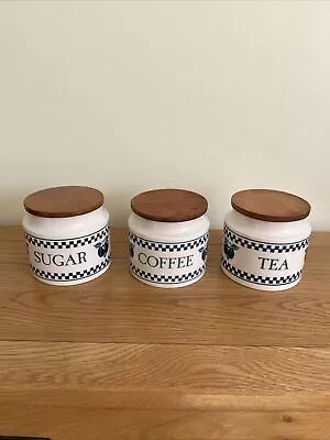 Buy Vintage Hornsea Pottery Tea, Coffee & Sugar Caddy Storage Set Plum Chequers • 25£