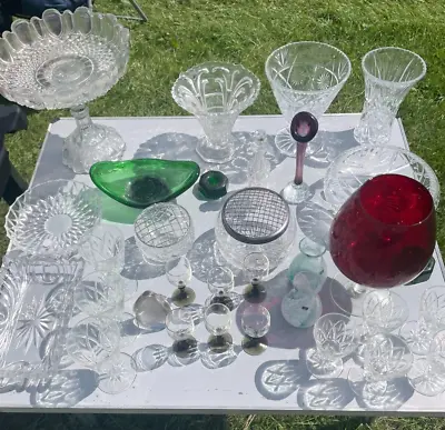 Buy Glassware Vintage And Antique Glass And Crystal Bundle • 30£