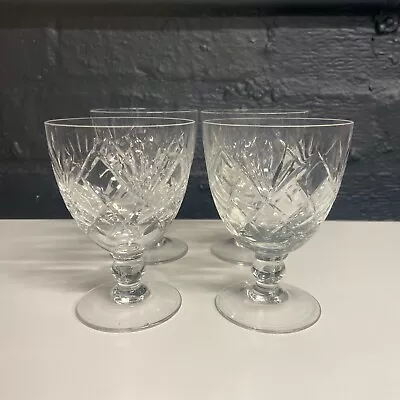 Buy Royal Brierley Crystal 'Braemar'  Wine Glasses Water Goblets X4 11cm / 4.25” B44 • 36.99£