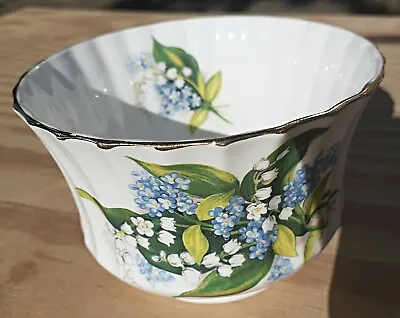 Buy Vintage Sugar Bowl Royal Sutherland H M Flowers White Blue Gold Rim Bone China  • 18.95£