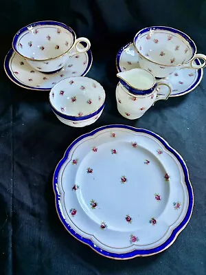 Buy Antique Cauldon England Maple&Co London Tea Set Cobalt Blue/gold/rosebuds • 50£