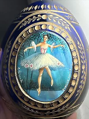 Buy Ballerina FABERGE Egg St. Petersburg STYLE Cobalt Blue Russian Glass Paperweight • 187.11£