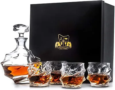 Buy W VAN DAEMON Whisky Decanter 750ml & Set Of 4 Whiskey Glasses 300ml | NEW BOXED • 44.97£