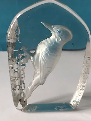 Buy Wedgwood Crystal WOODPECKER Paperweight, Glass Etched. Excellent! • 2.50£