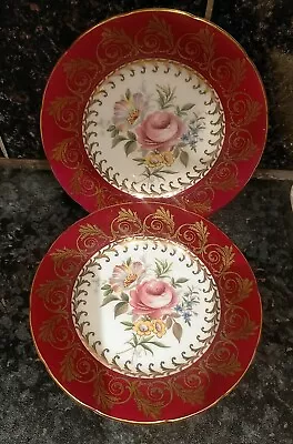 Buy Rare Foley EB 1850 Bone China Red Gold Trim Floral Flower X 5 Side Plates 15cm • 75£