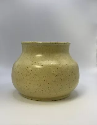 Buy Signed Studio Pottery Vase Earthenware Sand Speckled Yellow Chunky Handmade 93’ • 24£