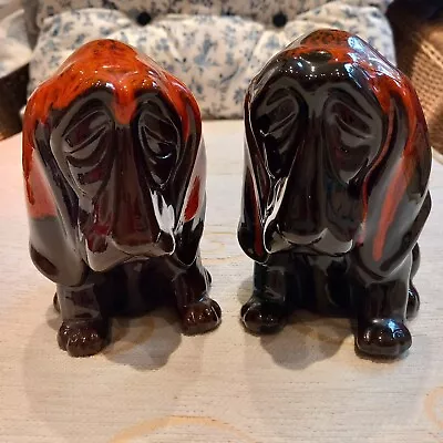 Buy Vintage Black + Red Canadian Pottery Drip Glaze Ceramic Dog Money Boxes × 2 • 19.50£