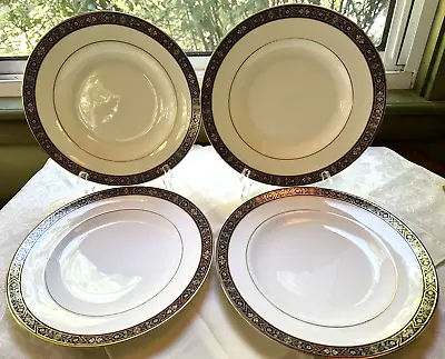 Buy Royal Crown Derby DAUPHINE English Bone China Dinner Plates Set Of 4 Vntg 1990 • 94.23£