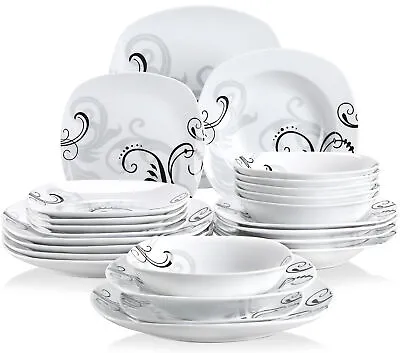 Buy VEWEET ZOEY 24Piece Dinner Set Porcelain Dining Set Plate Bowl Set Service For 6 • 55.99£