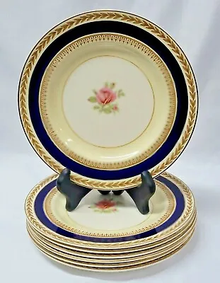 Buy Lot Of 7 Crown Ducal Ware England Rose Cobalt Band & Gold Detail  8  • 24£