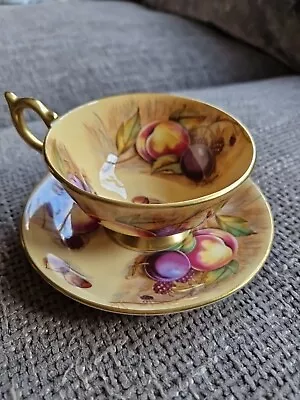 Buy VNTG AYNSLEY  Orchard Gold Decor Signed  BRUNT Tea Cup&Soucer  Fall Nuts Berries • 50£