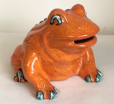 Buy Vintage Retro Trentham Art Devon Pottery Orange/Green Frog Money Box No. 438 • 49.99£