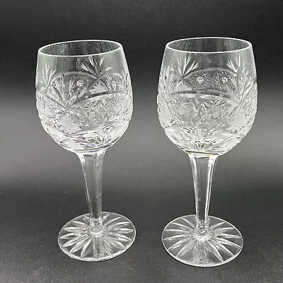 Buy Vintage Antique Crystal Cut Beautiful Design Stemmed Wine Glass • 30.74£