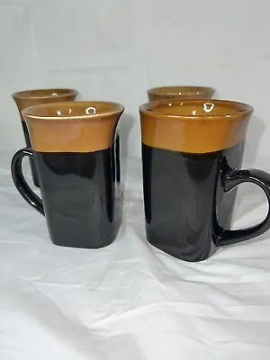Buy 4 SET  Royal Norfolk Stoneware Black/Brown STONEWEAR COFFEE MUGS  • 189.67£