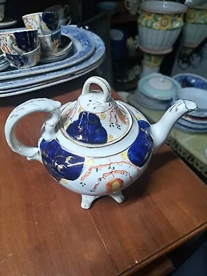 Buy Antique Victorian Gaudy Welsh Handpainted Teapot  Excellent Condition • 55£