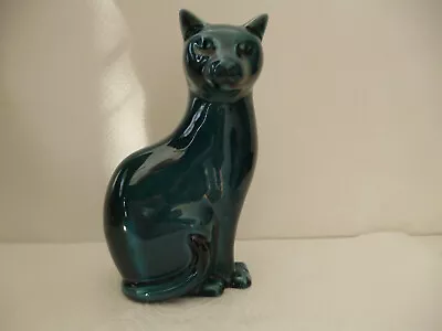 Buy VINTAGE POOLE POTTERY TURQUOISE CAT FIGURINE  HEIGHT 17cm EXC. CONDITION • 30£
