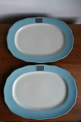 Buy Jamie Oliver Vintage Style Large Oval Platters 37cm, Fluted Blue, Made By Queens • 30£
