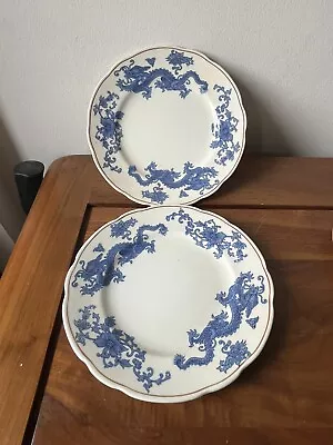 Buy 2 Antique Booths Silicon China Blue Dragon 6.5  Small Plates Scalloped Edge • 14.99£