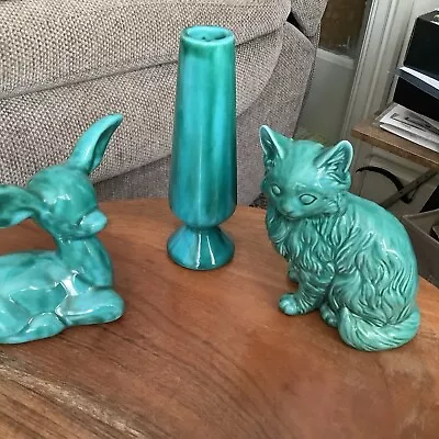 Buy Anglia Pottery X3 Two Animals And One Bud Vase • 12£