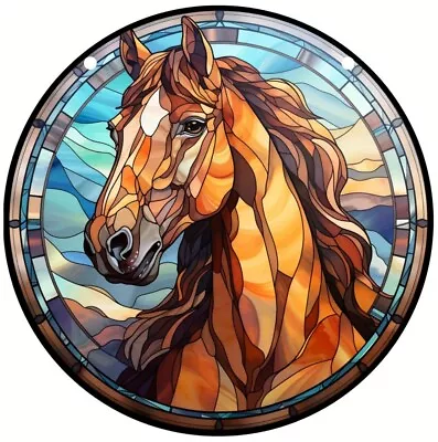 Buy Brown Horse 2 Pony Lover Suncatcher ☀️SUN Birthday Present Stained Glass Riding • 9.95£