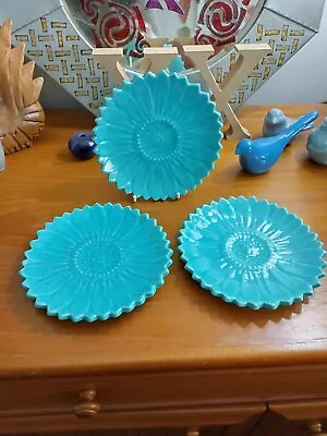 Buy Three Majolica Small Sunflower Plates From The Vallauris Pottery Circa 1930's... • 40£