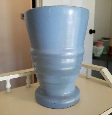 Buy Vintage USA Pottery 8.5  Tall Ringware Blue Seafoam Footed Vase 6  Diameter  • 4.62£