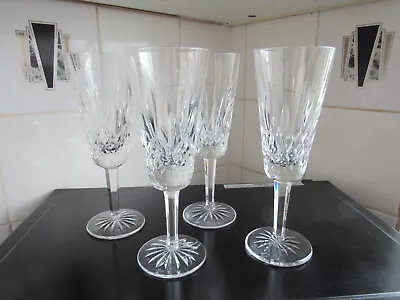 Buy 4 X Waterford Crystal Lismore  Champagne Flutes  - Signed.. • 75£