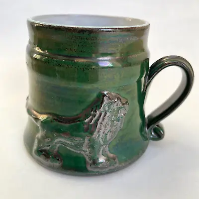 Buy Vintage Clive Brooker Studio Art Pottery Green Lustre Lion Mug Signed Vgc • 13.99£