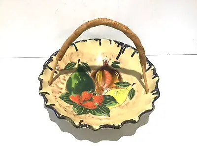 Buy Puigdemont ? Style Studio Pottery Fruit Bowl / Basket With Handle • 25£