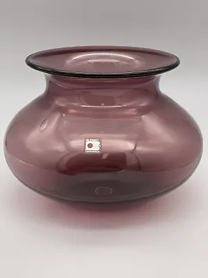 Buy Vintage Blenko Amethyst Purple Vase Bud Vase Handblown Art Glass Sticker 82-99 • 182.21£