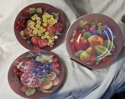 Buy French Home Porcelain De Limoges 7  Salad Dessert Plates Fruit Pattern Set Of 3 • 23.16£