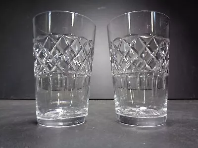 Buy 2 X Vintage Cut Crystal Glass Whisky Tumblers Diamond Pattern Star Base Unsigned • 7.99£