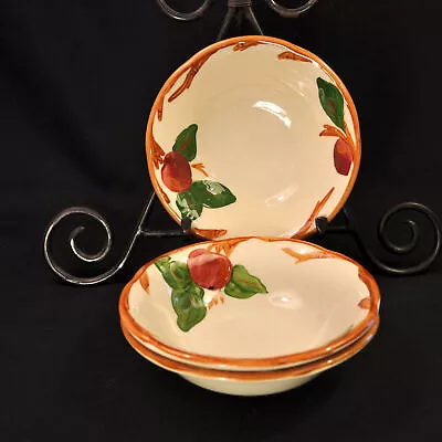 Buy Franciscan Apple 3 Coupe Cereal Bowls Hand Painted Red Green Brown 1985-2003 UK • 40.02£