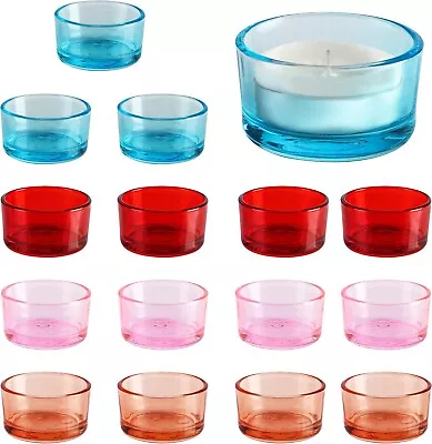 Buy 16 Pack Assorted 4 Colours Round Glass Tealight Candle Holder • 15.49£