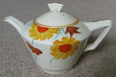 Buy CROWN DUCAL Teapot - Art Deco Shape Regd No 780960 -Rare Stylised Floral Pattern • 4.40£
