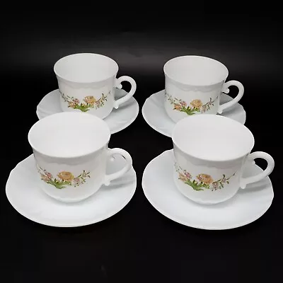 Buy Vintage Retro Arcopal Spain Borosilicate Floral White Milk Glass Tea Set 8 Piece • 16.95£