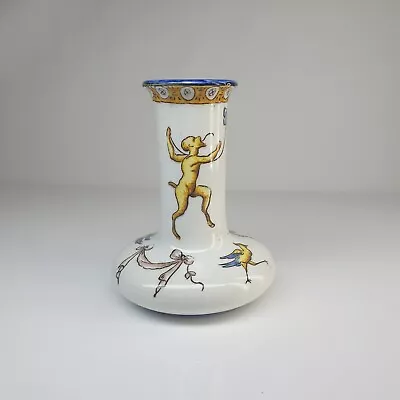 Buy French Faience Renaissance Posy Vase De Gien  Mythological Satyrs Griffins • 0.99£