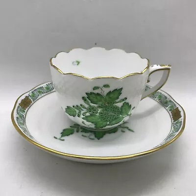 Buy Rare! VTG Herend Chinese Green Bouquet Demitasse Espresso Cup & Saucer #711  • 75.86£