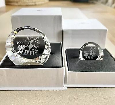 Buy Swarovski Crystal 1999 Pierrot 60mm & 40mm Disc Paperweights/ Title Plaque Boxed • 15£