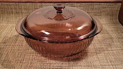 Buy Vintage Pyrex 024-S Cranberry Purple Ribbed Glass Bowl 2 Qt With Lid USA Made • 21.19£